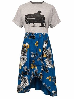 Bobby Caldwell Edition Band tee to midi! Floral dress.  🎸The Remix Collection 🥁